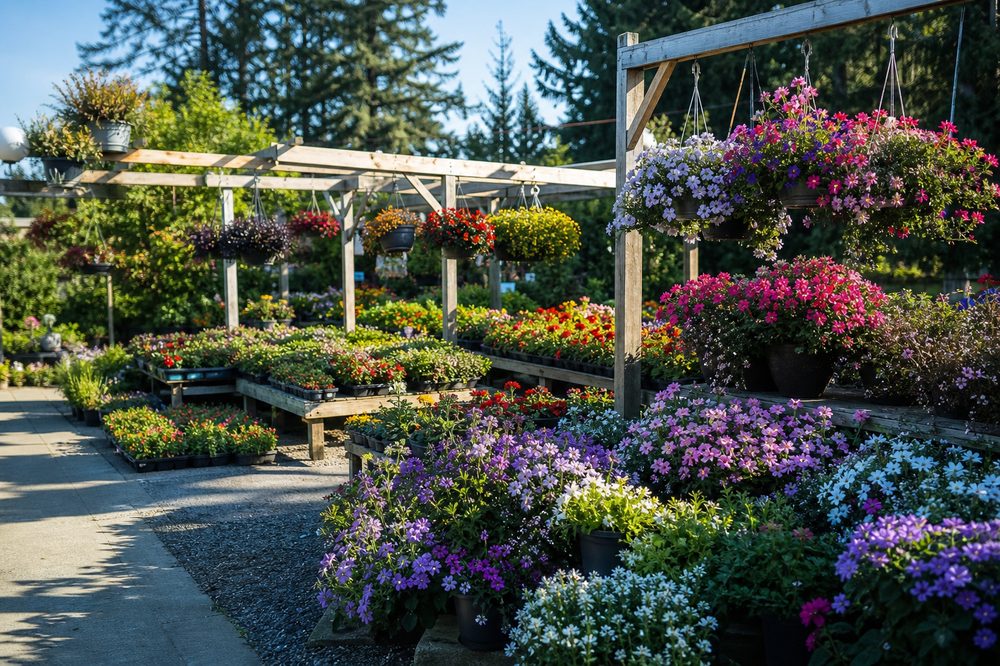 Mixed hanging baskets